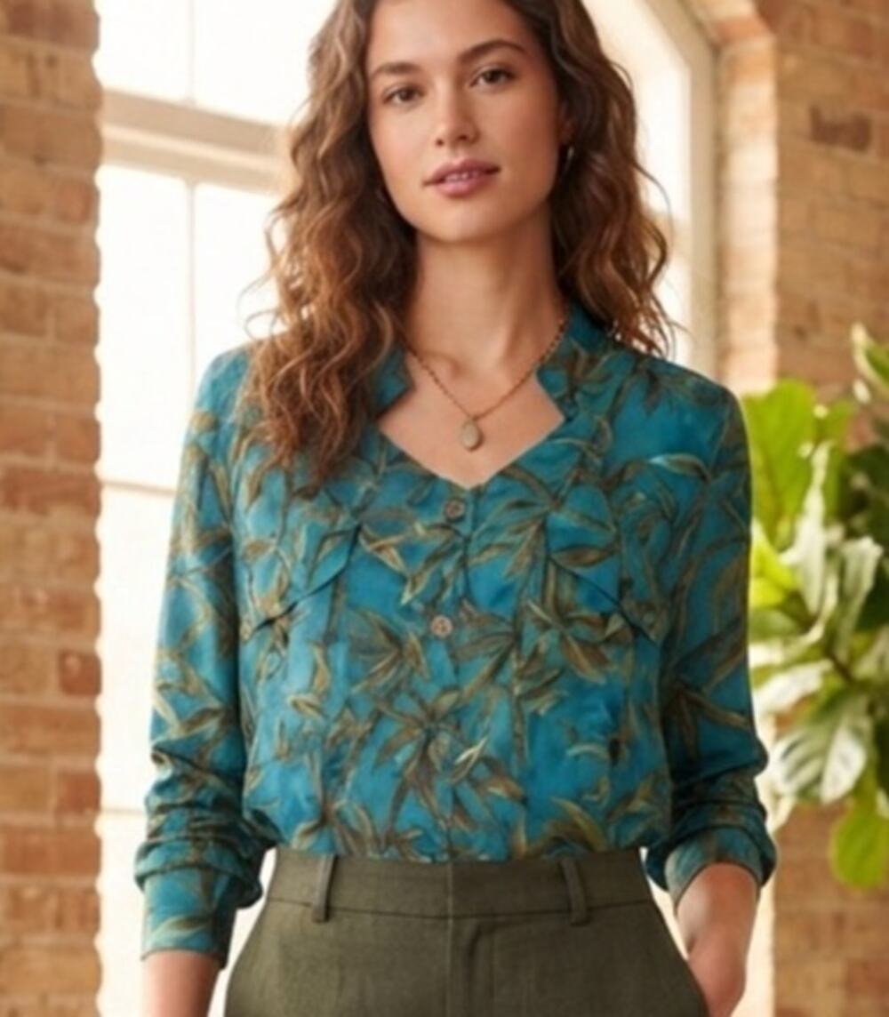 Unique Francesca Rose Boho Blouse with Stunning Bamboo Print